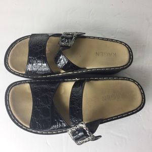 Kegan Black 7 Slip On Cause Open Toe Sandals